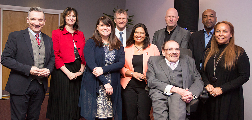 Sir Bert Massie with LJMU staff members.