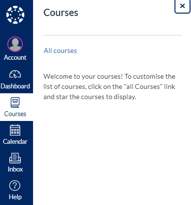 Courses section within Canvas dashboard