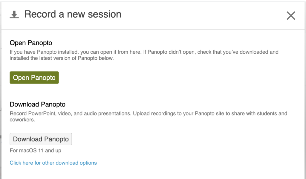 Panopto download option location