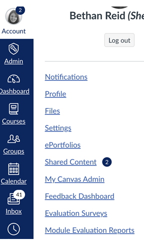 Select the 'Feedback Dashboard' option from the 'Account' menu