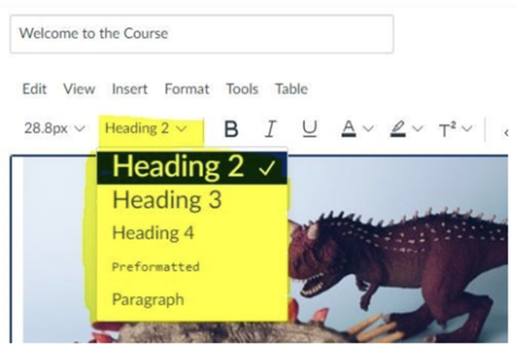 Use the headings options to organise sections of your text and make it more accessible to studens