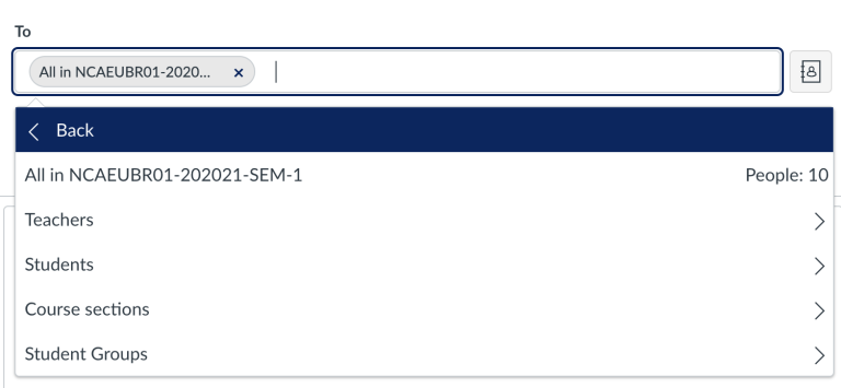 Screenshot of adding additional courses