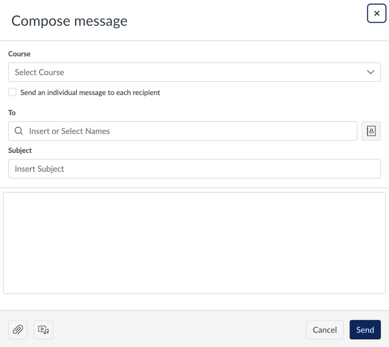 Screenshot of compose message options
