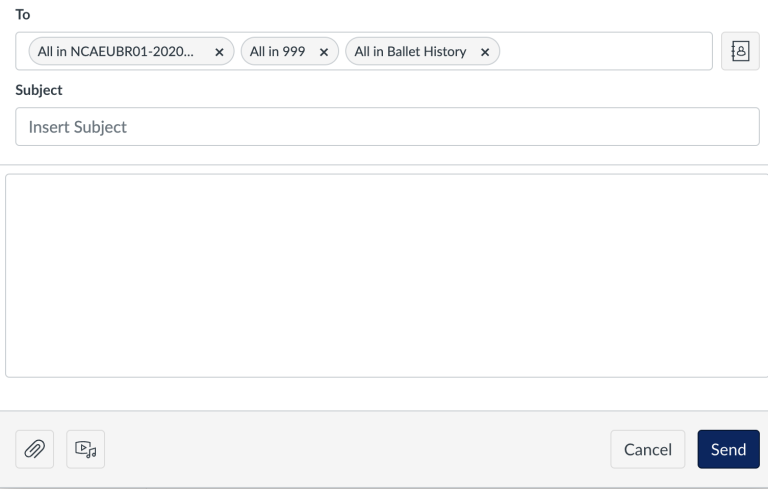 Screenshot of areas you can add message content to