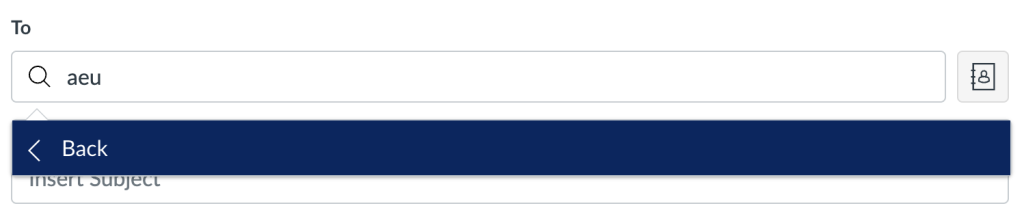 Screenshot of select course options