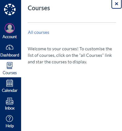 Courses section within Canvas dashboard highlighted